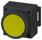 3SB3, 22 MM, flat lighten button, w/o autoreversion, plastic, w/o socket, w/o lightbulb, lockout release by re-push, with bracket for 3 elements with a grip, yellow, round - 3SB3001-0DA31