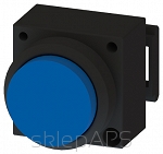 3SB3, 22 MM, lighten Sticking out button, with autoreversion, plastic, w/o socket, w/o lightbulb, with bracket for 3 elements with a grip, blue, round - 3SB3001-0BA51