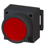 3SB3, 22 MM, flat lighten button, w/o autoreversion, plastic, w/o socket, w/o lightbulb, lockout release by re-push, with bracket for 3 elements with a grip, red, round - 3SB3001-0DA21
