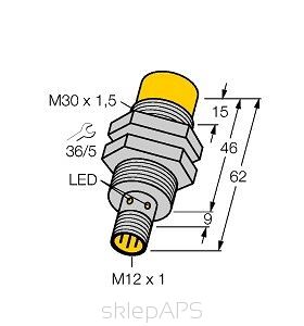 The inductive sensor  NI20-M30-VP6X-H1141, M30, performance zone 20 mm, PNP NO