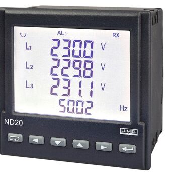 Analyser ND20 of  3-phase  network parameters input I 1A(X/1), input U 3x230/400 V, without analog output, power supply  85-253 V AC/DC, standard performance, polish version, without quality control certificate - ND20-120100P0