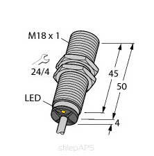 Czujnik indukcyjny BI8-M18-AP6X, M18, 
strefa działania 8 mm, PNP NO - 
4615030