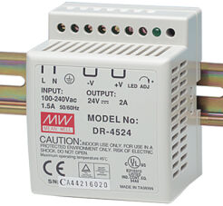 Zasilacz impulsowy na szynę DIN, 48W, 24V, 2A - DR-45-24