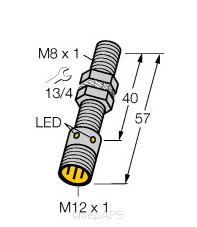 Czujnik indukcyjny BI2-EG08-AP6X-H1141, średnica 8 mm, 
strefa działania 2 mm, 
PNP NO - numer katalogowy 4602060