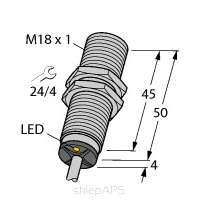 Czujnik indukcyjny BI8-M18-VP6X, M18, 
strefa działania 8 mm, PNP NO i NC - numer katalogowy 4605154