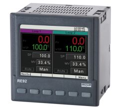 Regulator RE92, 2 wej. uniwersalne, 3 wej. binarne, wej. dodatkowe 0/4-20mA, 6 wyjść przekaźn., 2 wyj. analog., RS-485 Modbus, Ethernet TCP, z atestem Kontroli Jakości - RE92-1111000P1