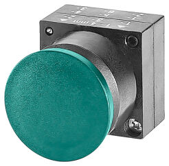 3SB3, 22 MM, mushroom headed button  30 MM, with autoreversion, plastic, with a grip, yellow, round - 3SB3000-1DA31