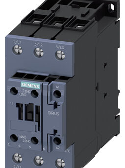 Contactor, AC3:22KW/400V, 1NO+1NC,  20-33V AC/DC, with varistor, 3-pole, size S2, Screw joints - 3RT2036-1NB30