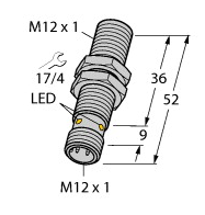 Inductive proximity sensor Bi4-M12-AP6X-H1141, detection zone 4 mm,output PNP NO - 46070