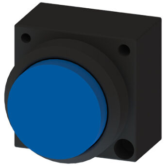 3SB3, 22 MM, Sticking out button, plastic, w/o joins, with a grip, blue, round - 3SB3000-0BA51