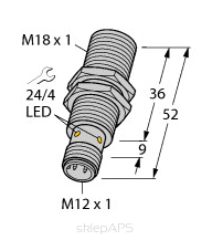 Czujnik indukcyjny BI8U-EM18WD-AP6X-H1141,
 M18 SS, strefa działania 8 mm, PNP NO - 1634816