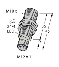 Czujnik indukcyjny BI8U-EM18WD-AP6X-H1141, M18 SS, strefa działania 8 mm, PNP NO - 1634816