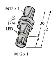 Czujnik indukcyjny Bi4-M12-VP6X-H1141, strefa działania 4 mm, komplementarne wyjście PNP - 1633200