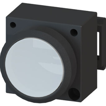 3SB3, 22 MM, flat lighten button, w/o autoreversion, plastic, w/o socket, w/o lightbulb, lockout release by re-push, with bracket for 3 elements with a grip, clear, round - 3SB3001-0DA71