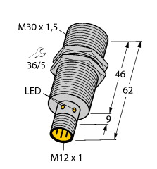 Inductive sensor BI15-M30-VP6X-H1141, M30, detection distance 15 mm, PNP NO i NC - 4590718