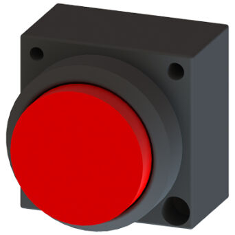 3SB3, 22 MM, Sticking out button, plastic, w/o joins, with a grip, red, round - 3SB3000-0BA21