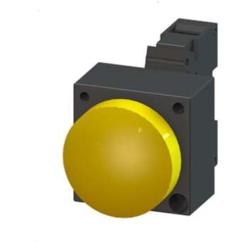 Indicator Light, Lamp Holder with integrated LED, Flat Lens, yellow, Screw terminal - 3SB3252-6BA30