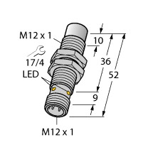 czujnik indukcyjny M12, 3-przewodowy DC,  PNP NO - NI10U-EM12WD-AP6X-H1141