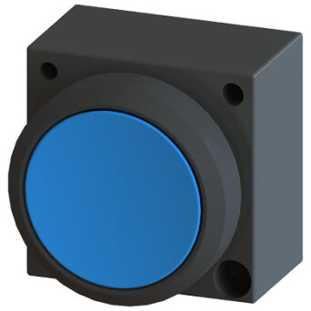 22MM PLASTIC ROUND ACTUATOR: PUSHBUTTON W.RAISED FRONT RING, CASTELLA. WITH HOLDER BLUE - 3SB3000-0AA53